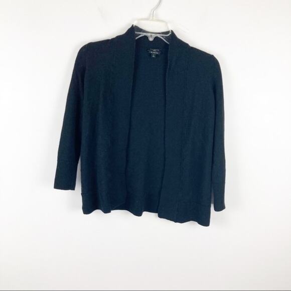 Talbots Black 100% Merino Wool Cardigan Sz SP Casual Minimalist - Picture 1 of 6